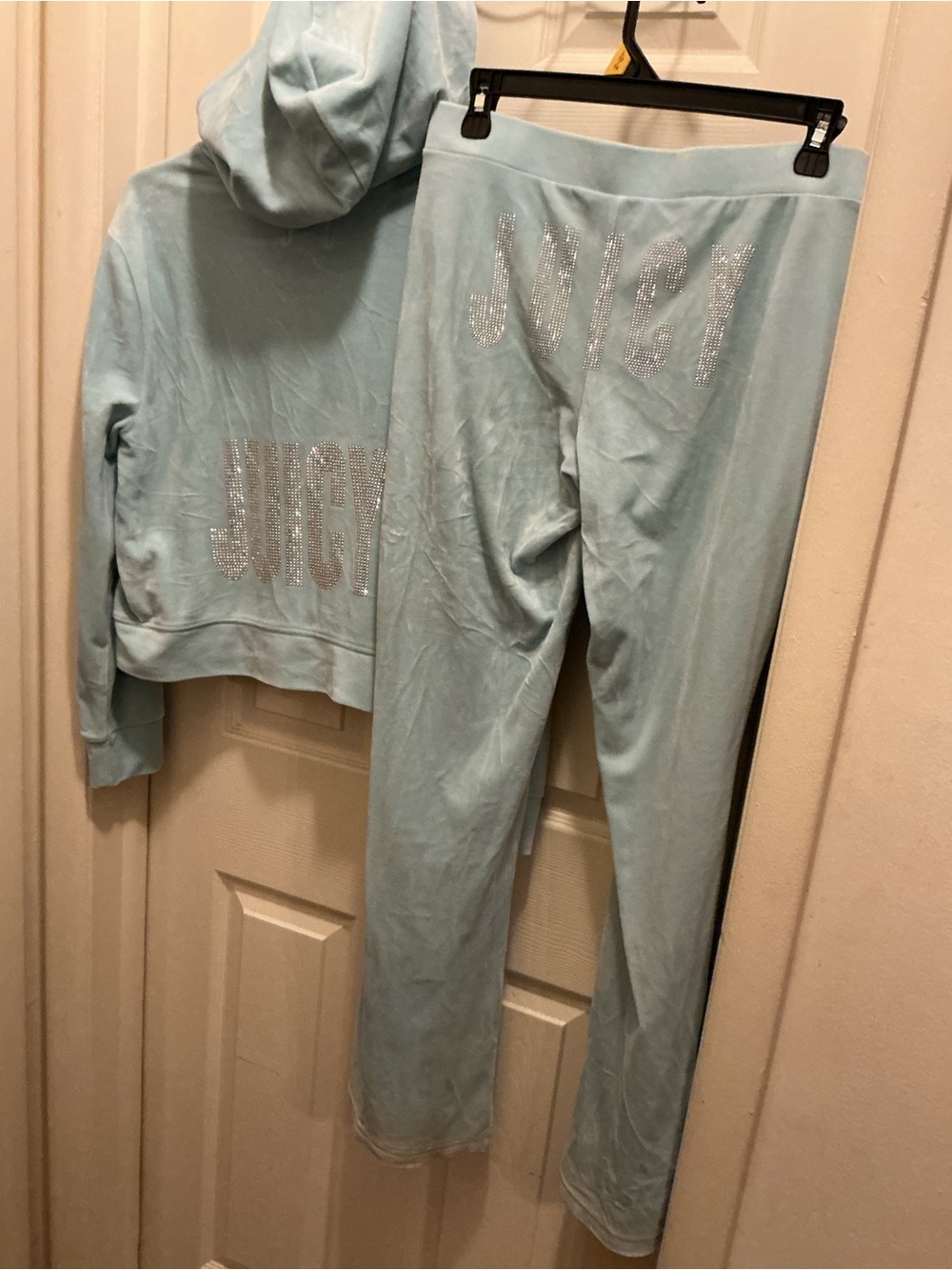 Juicy Couture Light Blue Velour Kids Pajama Set with Rhinestone 'Juicy'